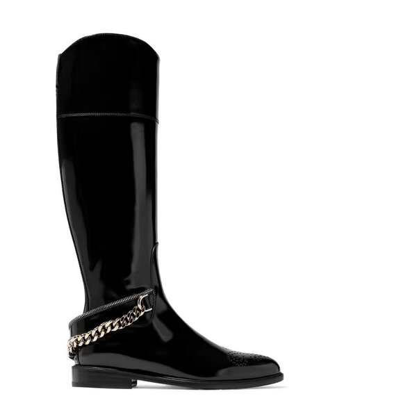 Lanvin Shoes - Lanvin Chain Embellished Perforated Tall Boots 39.5 9.5